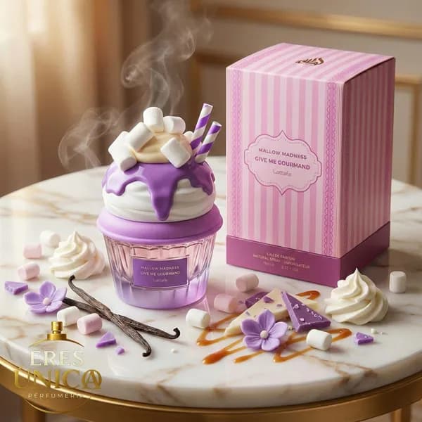 MALLOW MADNESS GIVE ME GOURMAND de Lattafa - Perfume árabe Gourmand / Floral Dulce