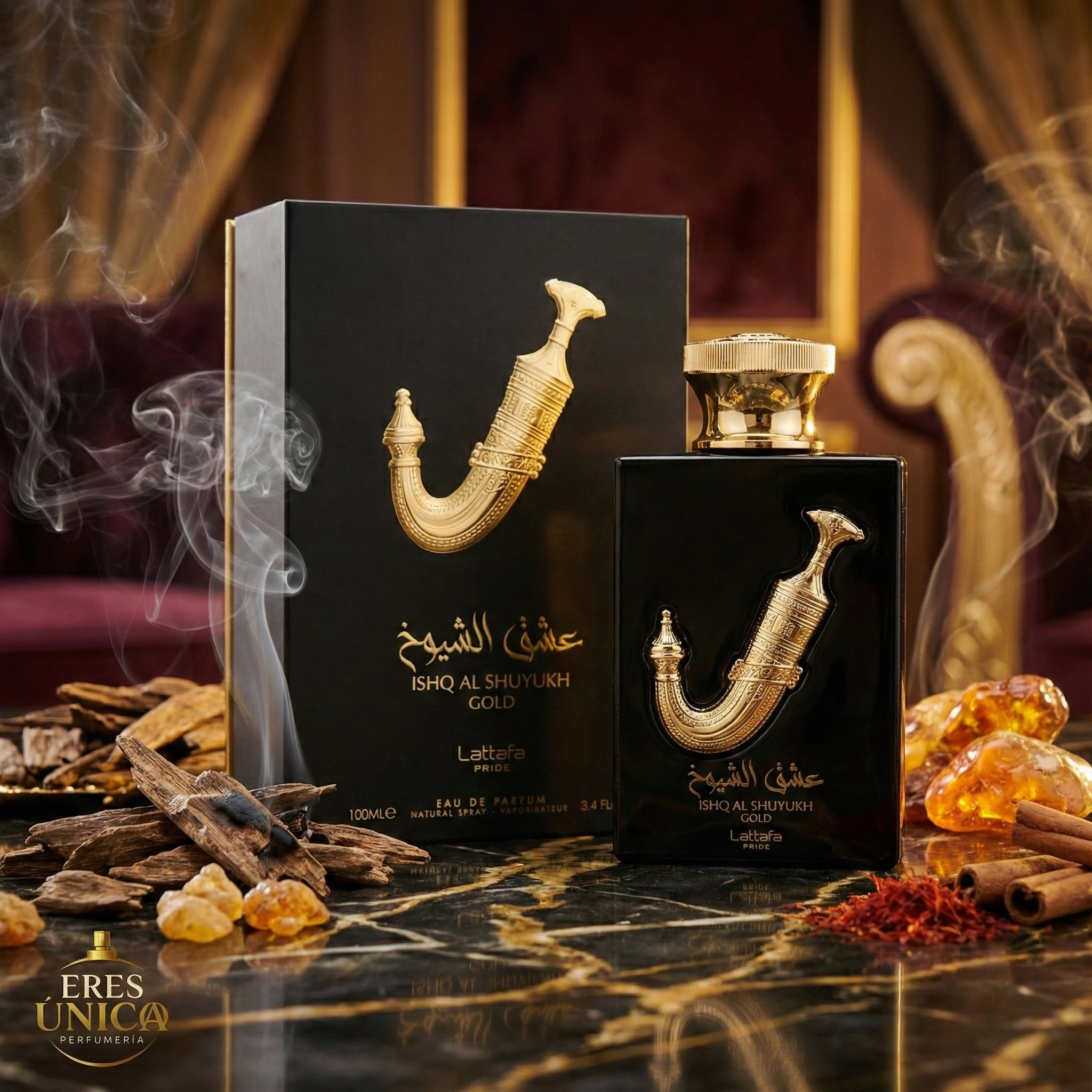ISHQ AL SHUYUKH GOLD de Lattafa Pride - Perfume árabe exclusivo Ámbar Vainilla