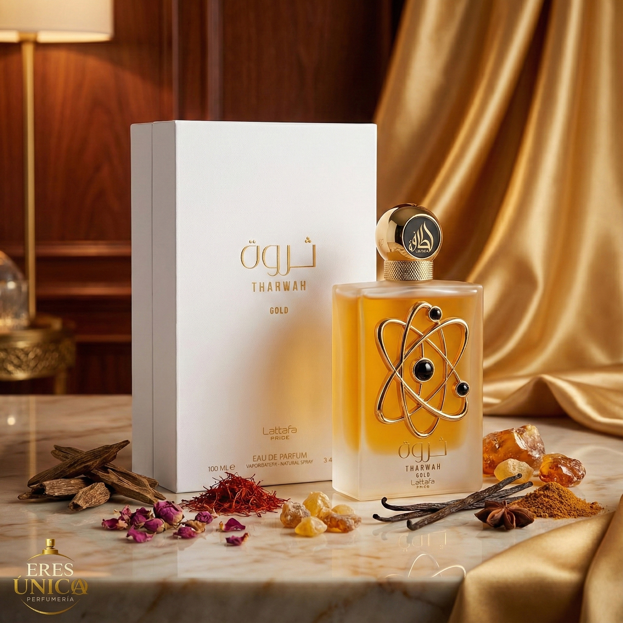 THARWAH GOLD de Lattafa Pride - Perfume árabe exclusivo Ámbar Floral